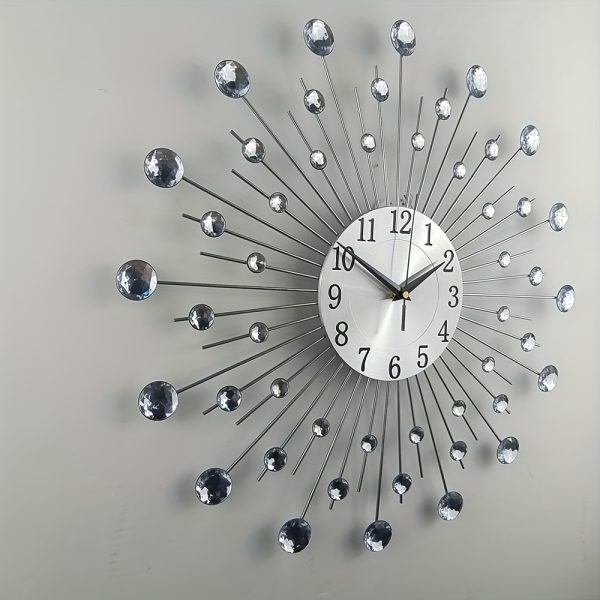 Elegant European-Style Silent Wall Clock - Battery Operated, Metal Round Design For Living Room Decor